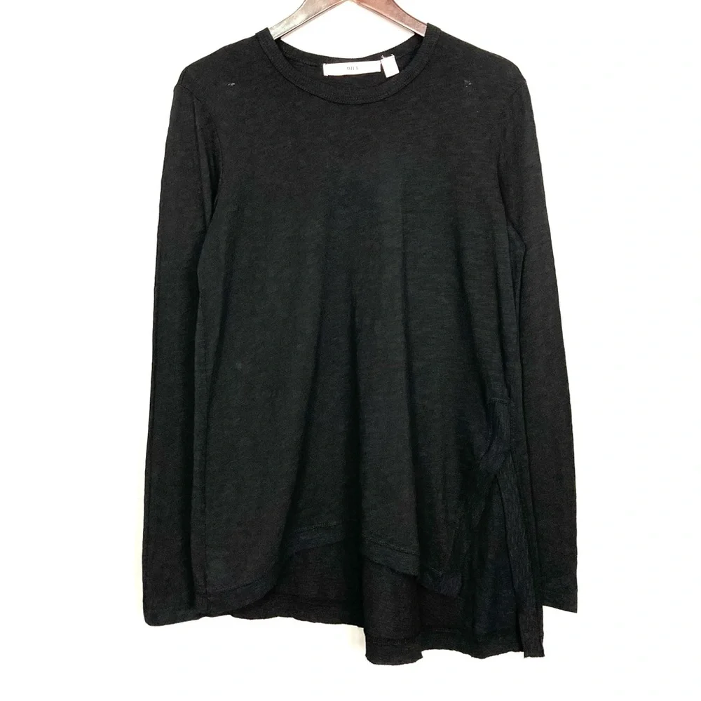 Wilt Asymmetrical Knit TunicTop Women’s Size M Scoop Neck Long Sleeves Black - Picture 4 of 10